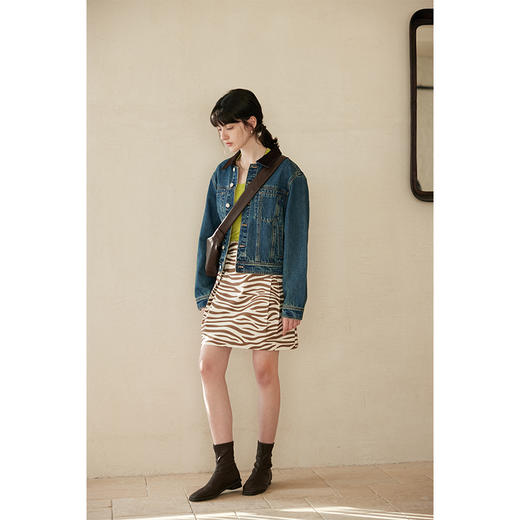 HeyDress复古牛仔外套女春秋法式撞色翻领设计感时髦休闲短款上衣 商品图1