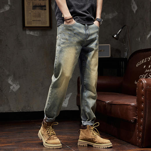 【Q】【新款DQ】大依优型大码直筒牛仔裤长裤男舒适弹力休闲简约百搭加肥加大男装潮款 商品图1