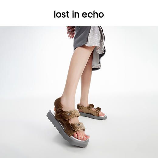 [捡漏价]lost in echo2024春季新品设计师品牌切面厚底增高填充双条带凉鞋 商品图4