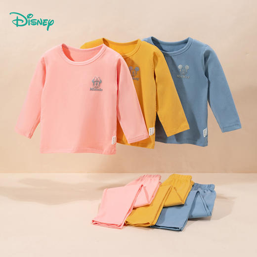 迪士尼2024春季男女宝宝长袖家居服套装棉弹舒适内衣卡通睡衣打底衫ZD1DT019 商品图0