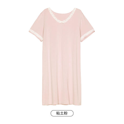 都市丽人好睡好眠春夏睡衣女针织人棉家居服薄款短袖裙女士针织睡裙LH46A1 商品图9