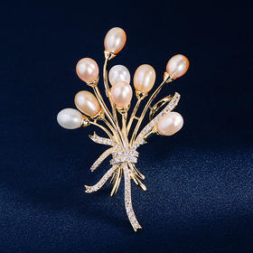 奢华大气，精致花束淡水珍珠微镶锆胸针百搭衣饰胸花别针女配饰AM-XR05593