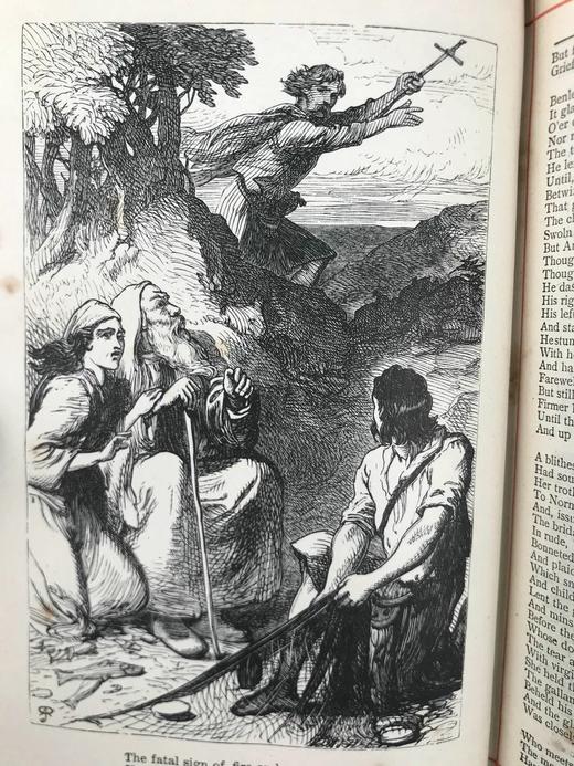 约19世纪后期 司各特诗集 8幅插图 全真皮精装36开 商品图8