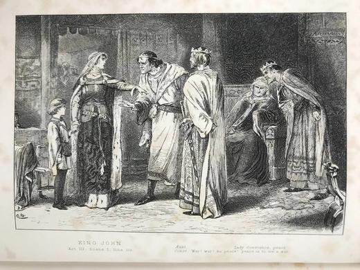 1890年 莎士比亚作品集（卷3，理查三世/约翰王/威尼斯商人/亨利四世） 数十幅插图 漆布精装18开 商品图2