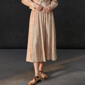 famecoco范可儿植物印花天丝半身裙女士垂感优雅半裙FAC1HA030