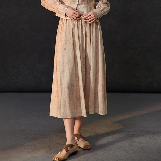 famecoco范可儿植物印花天丝半身裙女士垂感优雅半裙FAC1HA030 商品图0