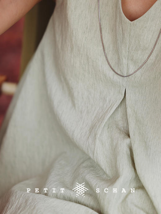 PETIT SCHAN小闪  CLO#287 Hollow Valley 空谷 日本进口天然感亚麻混纺A字无袖伞状背心/松紧腰基础短裤 商品图3