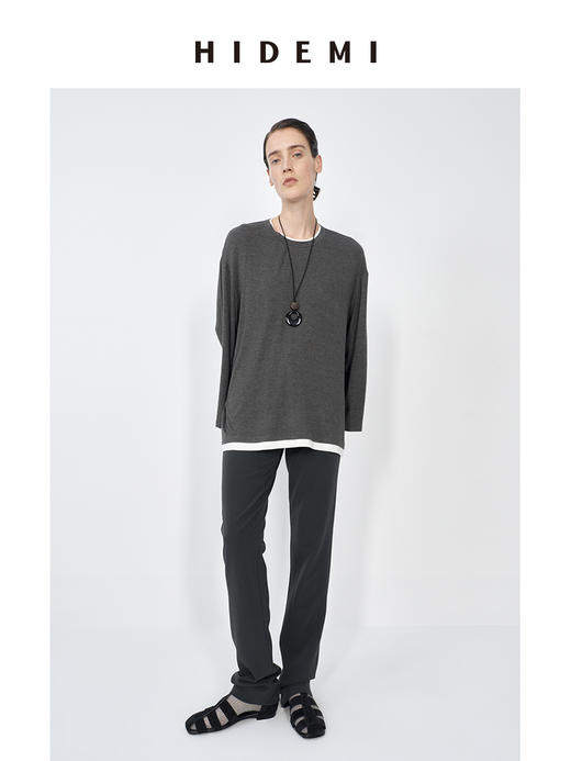 HIDEMI 极简百搭显瘦顺滑感不易皱直筒裤长裤 商品图8