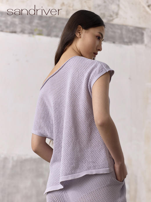 精梳棉针织一字领小衫SJS96W035N 商品图7