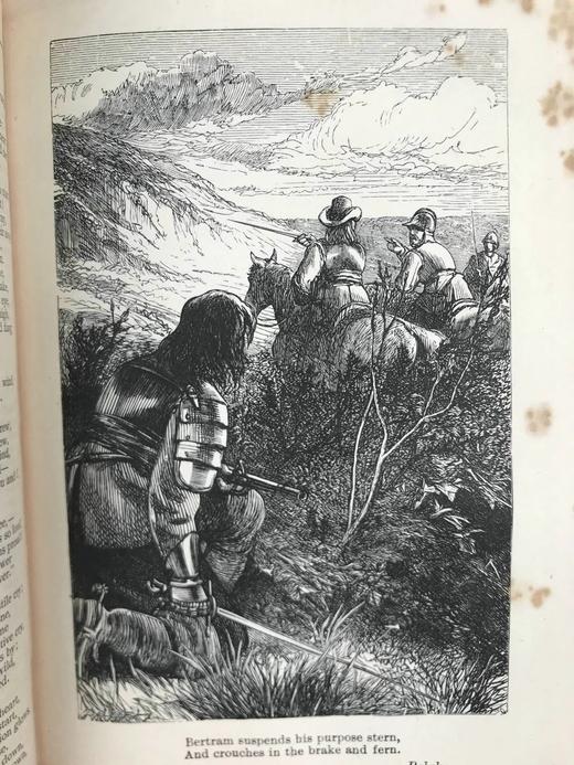 约19世纪后期 司各特诗集 8幅插图 全真皮精装36开 商品图7