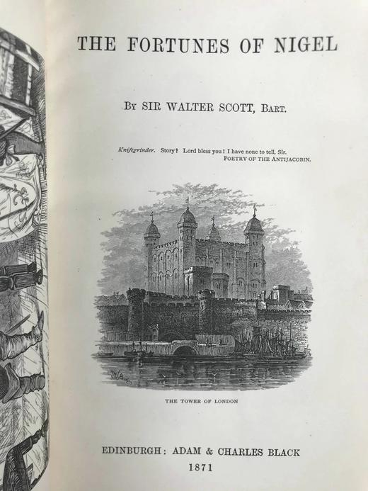 1871年 司各特《奈杰尔的命运》 卷首配版画插图 真皮精装32开 商品图3