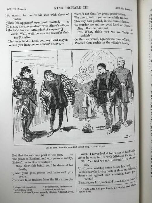 1890年 莎士比亚作品集（卷3，理查三世/约翰王/威尼斯商人/亨利四世） 数十幅插图 漆布精装18开 商品图12
