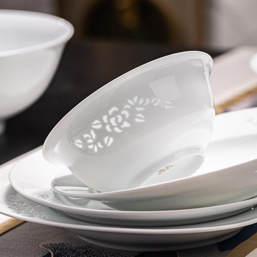 经典热销 人气餐具 | 富玉陶瓷 素玲珑瓷 玉牡丹系列餐具套装 商品图2