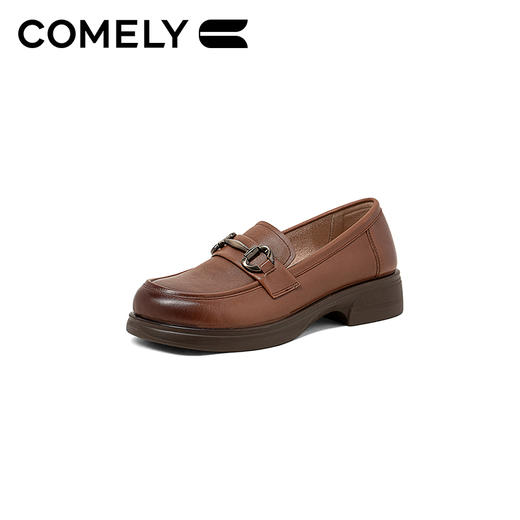 康莉KZQ2K111拼款乐福鞋春季新款牛皮学院风金属扣圆头JK小皮鞋 商品图1