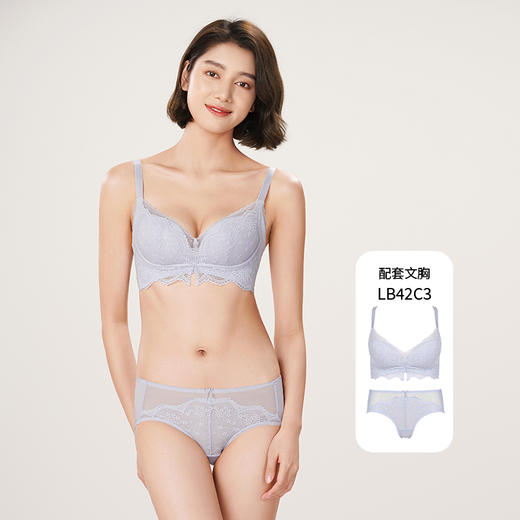 都市丽人薄透丝滑内裤女蕾丝+泳布女士内裤平角内裤LP42C3 商品图5