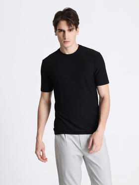 callisto黑色锦纶混氨纶T恤 STTSS018C