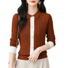时尚气质翻领宽松针织衫，2024年春秋拼色套头长袖上衣短款打底衫CC-101-69126 商品缩略图4