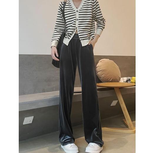 【秒变大长腿ju显瘦！金丝绒阔腿裤】春秋高腰垂感黑色阔腿裤，气质显瘦-双褶西装裤，宽松直筒小个子休闲裤 商品图11