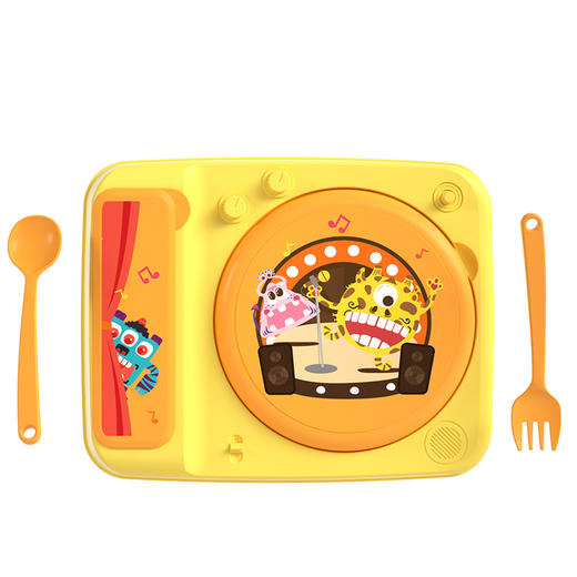 【积分兑换】童乐唱片机分格餐盘套装（阳光橙/暮色紫请备注） 商品图1