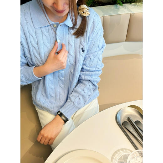  2402303   绞花长袖POLO衫 商品图3