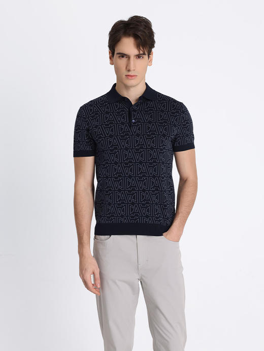 callisto藏青色棉混锦纶混桑蚕丝混氨纶T恤 STTSS160C 商品图0