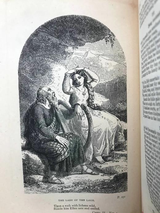 约19世纪后期 司各特诗集 6幅插图 漆布精装32开 商品图8