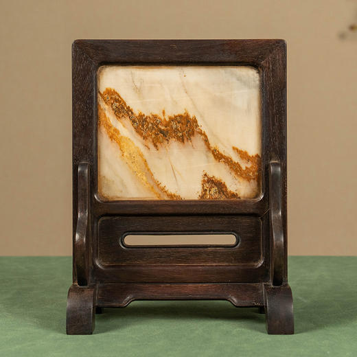 二十世纪 红木镶云石砚屏 商品图0