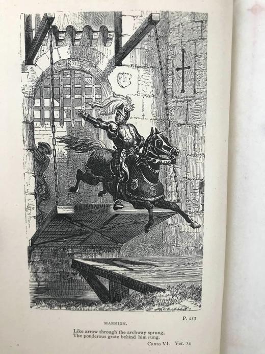 约19世纪后期 司各特诗集 6幅插图 漆布精装32开 商品图4