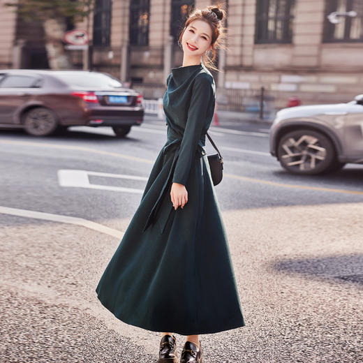 春季上新气质时尚优雅简约大方收腰显瘦高腰连衣长裙HR-WX25029 商品图2