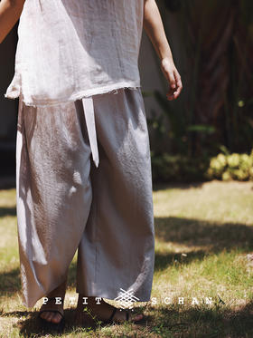 PETIT SCHAN小闪   CLO#250 Water Lily 睡莲 日本进口涤纶亚麻混纺春夏九分阔腿裤