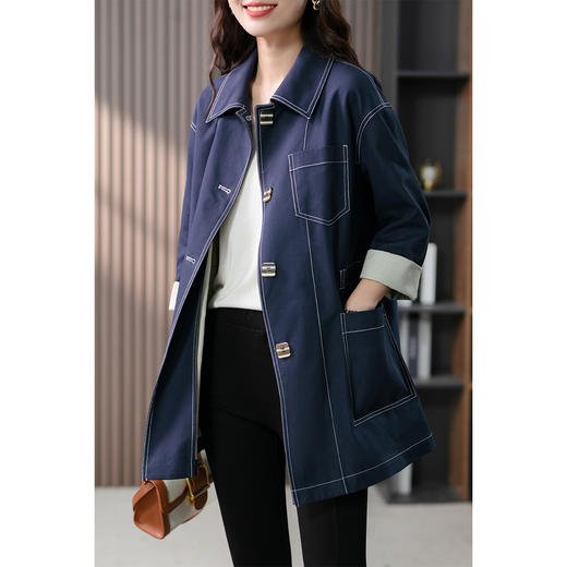 设计感时尚气质牛仔外套女2024春季新款韩版休闲百搭风衣外套 商品图0