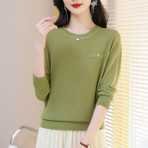 短款薄款针织打底衫，早春内搭2024新款洋气纯色套头衫CC-101-20601 商品图2