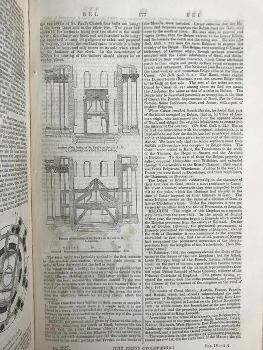 1835年 实用知识传播学会的便士百科全书（卷4） 约百幅版画插图 漆布精装大16开 商品图5