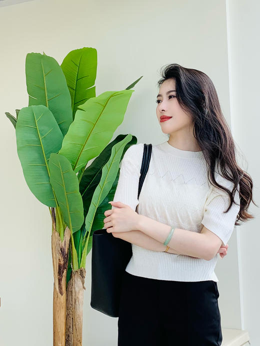 【百图lulu好物】【莲花针织衫】双层莲花  高弹不易变形 金银丝 短袖针织衫 商品图13