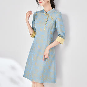 春季新品新中式法式复古，收腰显瘦旗袍裙子WLZD-2403306