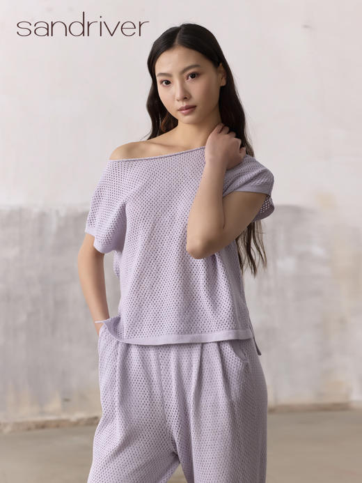 精梳棉针织一字领小衫SJS96W035N 商品图6