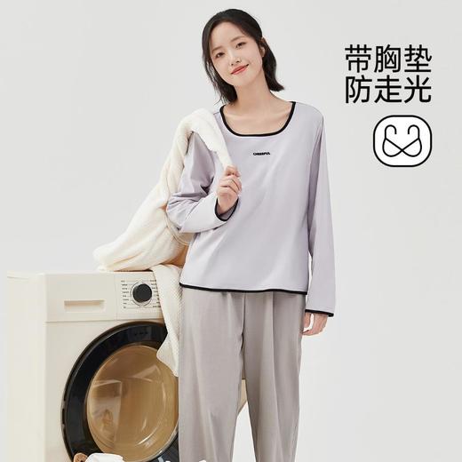 3部顶瓜瓜女士汗布休闲风带胸垫纯棉家居服DJJWX-AQW21768 商品图5