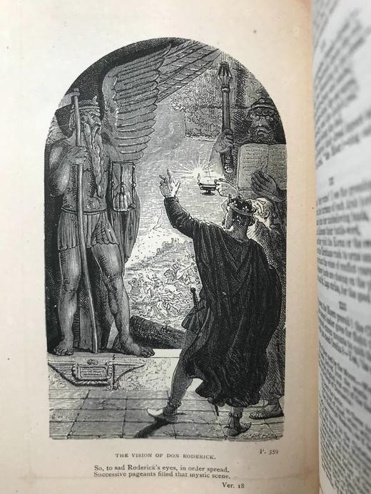 约19世纪后期 司各特诗集 6幅插图 漆布精装32开 商品图9