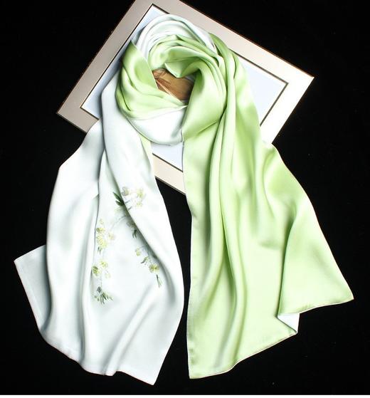 桑蚕丝围巾披肩，商务送妈妈婆婆苏绣纯手工刺绣真丝丝巾ZDTQ-001 商品图2