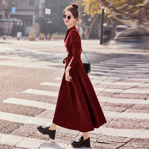 春季上新气质时尚优雅简约大方收腰显瘦高腰连衣长裙HR-WX25029 商品图3