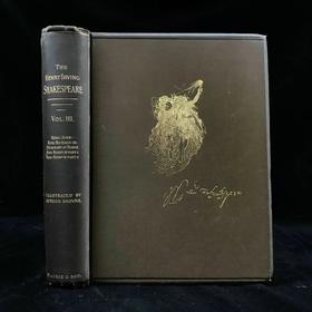 1890年 莎士比亚作品集（卷3，理查三世/约翰王/威尼斯商人/亨利四世） 数十幅插图 漆布精装18开
