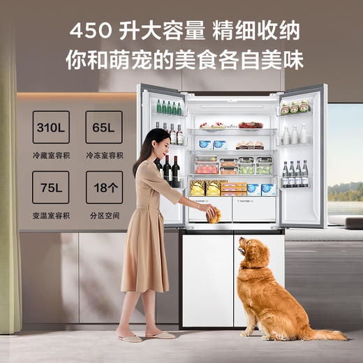 TCL 450升T5十字门超薄平嵌白色冰箱 58cm超薄可嵌入 宽幅变温 杀菌除味 R450T5-U（咨询客服送优惠大礼包） 商品图3