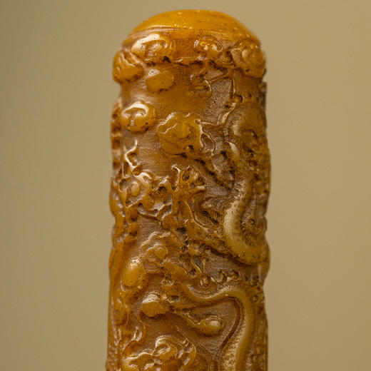 清 寿山石雕二龙戏珠诗文印章 商品图1