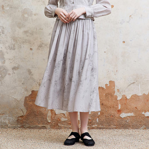 famecoco范可儿植物印花天丝半身裙女士垂感优雅半裙FAC1HA030 商品图3