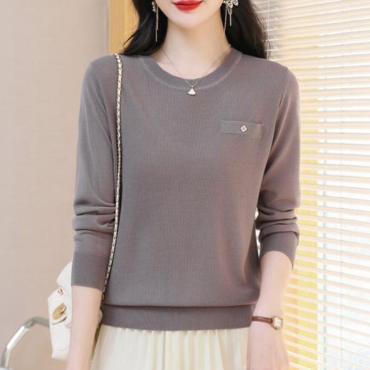 短款薄款针织打底衫，早春内搭2024新款洋气纯色套头衫CC-101-20601 商品图3
