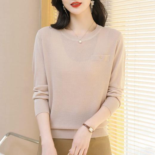 短款薄款针织打底衫，早春内搭2024新款洋气纯色套头衫CC-101-20601 商品图1