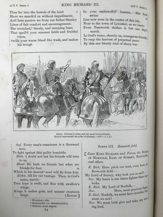 1890年 莎士比亚作品集（卷3，理查三世/约翰王/威尼斯商人/亨利四世） 数十幅插图 漆布精装18开 商品图6