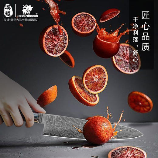 汉道凤翎大马士革钢厨师刀家用厨房厨师刀锋利厨房刀具切菜刀水果刀切片刀 商品图9
