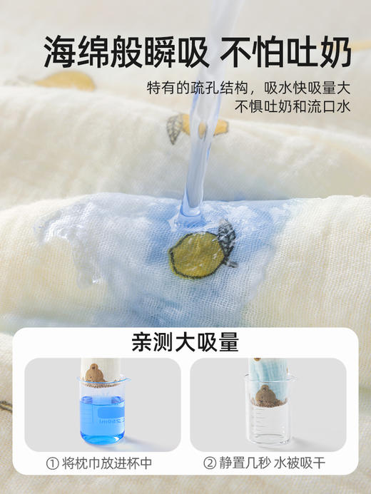 贝肽斯新生儿云片枕头婴儿四季0到6个月宝宝吸汗透气纯棉纱布枕巾 商品图2