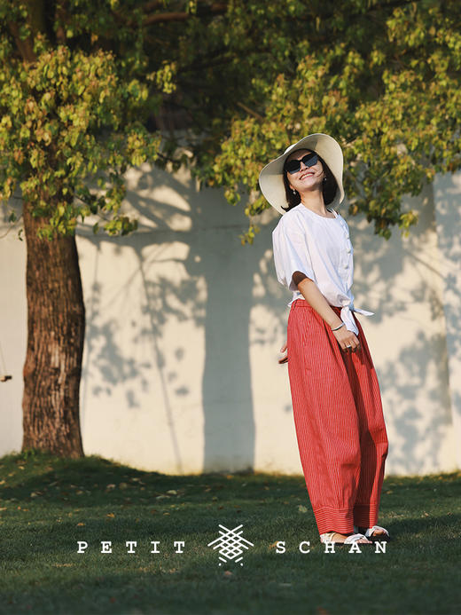 PETIT SCHAN小闪 CLO#236 Quiet&Fervor 沉静与热烈 日本进口纯棉面料条纹萝卜裤 商品图0